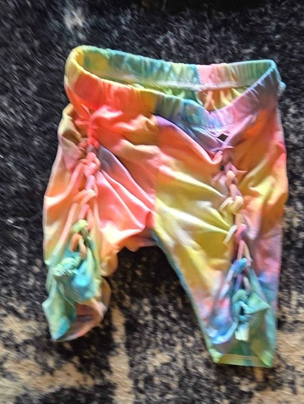 Tie-Dye Rainbow Lattice Side Bike Shorts